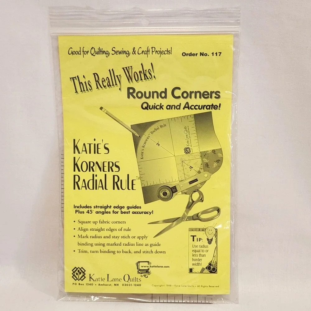 Katie Lane Quilts Radial Rule for Mini Projects Round Corners Template 117‎ NEW